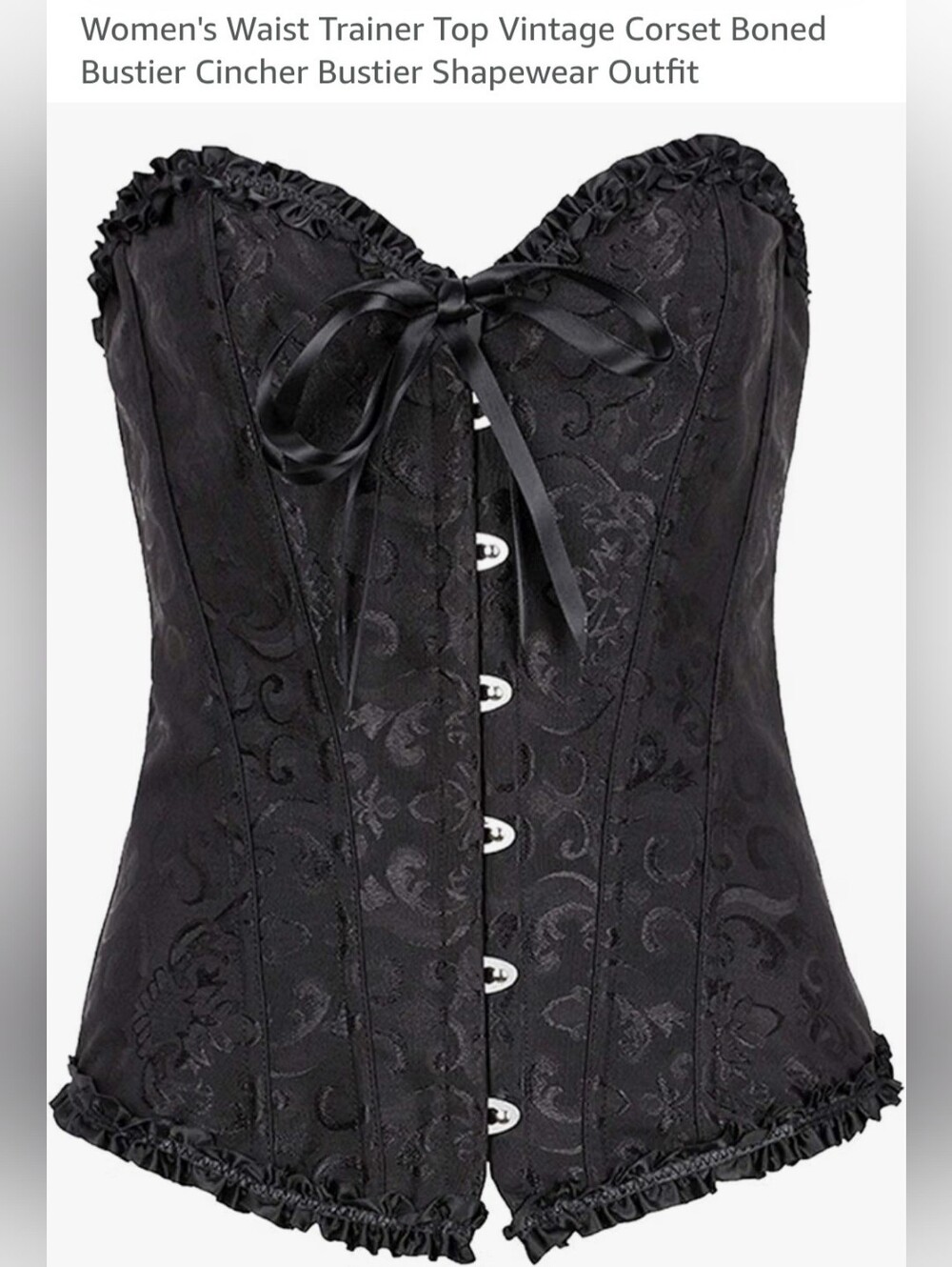 Black Boned Bustier Corset Top - Women Intimates